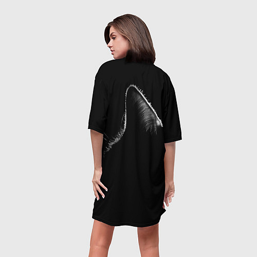 Женская длинная футболка Чёрный кот / 3D-принт – фото 4