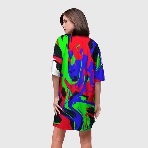 Женская длинная футболка Абстрактные краски / 3D-принт – фото 4