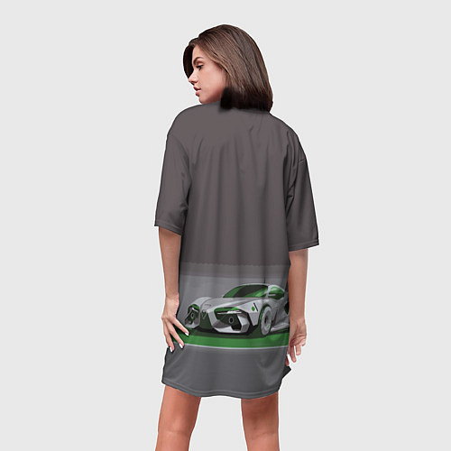 Женская длинная футболка Alfa Romeo motorsport / 3D-принт – фото 4