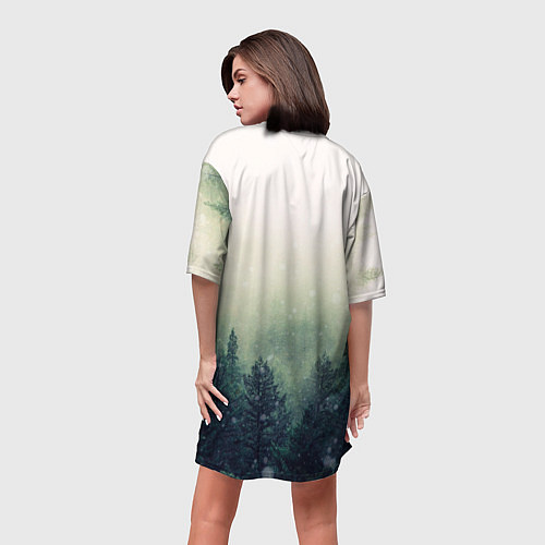 Женская длинная футболка Волк / 3D-принт – фото 4