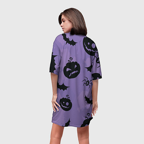 Женская длинная футболка Фиолетовый хэллоуин / 3D-принт – фото 4