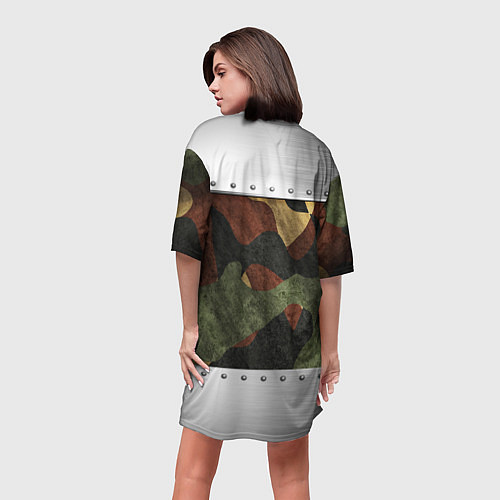 Женская длинная футболка Танковые войска РФ / 3D-принт – фото 4