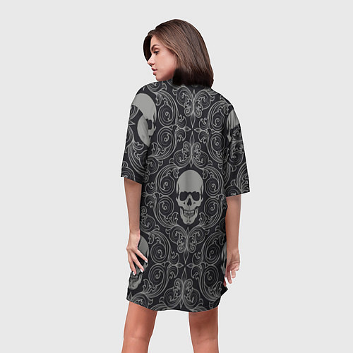 Женская длинная футболка Skulls / 3D-принт – фото 4