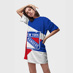 Футболка женская длинная Нью-Йорк Рейнджерс, цвет: 3D-принт — фото 2