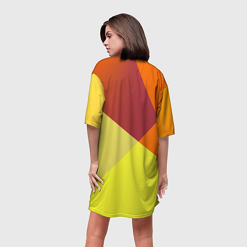 Женская длинная футболка Оранжевые углы / 3D-принт – фото 4