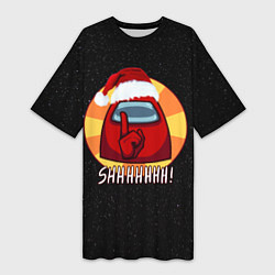 Футболка женская длинная Новогодний Among us, цвет: 3D-принт