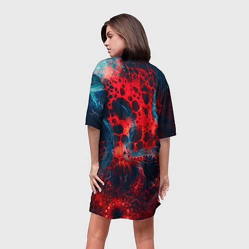 Женская длинная футболка Гигантский космический монстр / 3D-принт – фото 4
