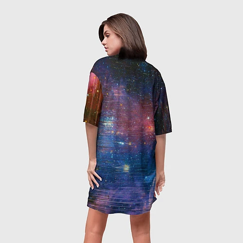 Женская длинная футболка Glitch space / 3D-принт – фото 4