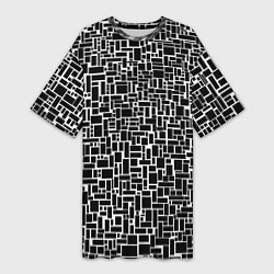 Женская длинная футболка Геометрия ЧБ Black & white