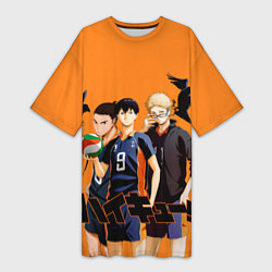 Футболка женская длинная Haikyu Team, цвет: 3D-принт