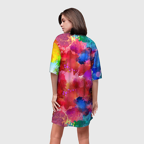 Женская длинная футболка Брызги красок / 3D-принт – фото 4