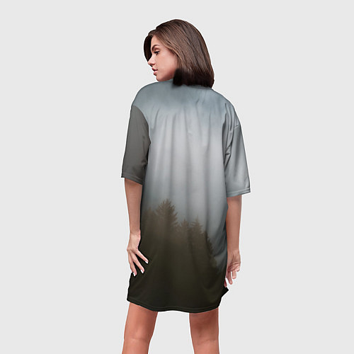 Женская длинная футболка Орёл над лесом / 3D-принт – фото 4