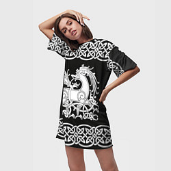 Футболка женская длинная Рингерике олень белый 3D, цвет: 3D-принт — фото 2