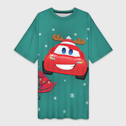 Футболка женская длинная Lightning McQueen, цвет: 3D-принт