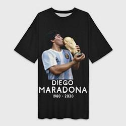 Футболка женская длинная Diego Maradona, цвет: 3D-принт