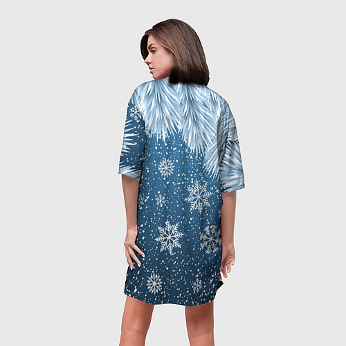 Женская длинная футболка Снежное Настроенние / 3D-принт – фото 4