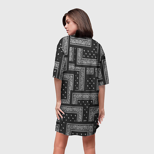 Женская длинная футболка 3D Бандана v black / 3D-принт – фото 4