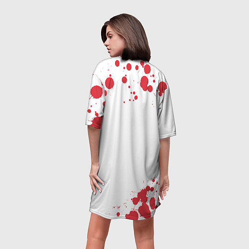 Женская длинная футболка AMONG US - Импостор Покушал / 3D-принт – фото 4