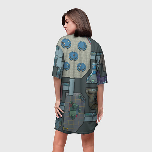 Женская длинная футболка AMONG US - КАРТА / 3D-принт – фото 4