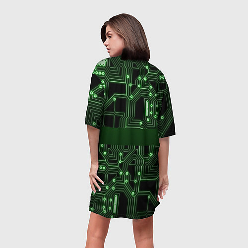 Женская длинная футболка Неоновая схема / 3D-принт – фото 4