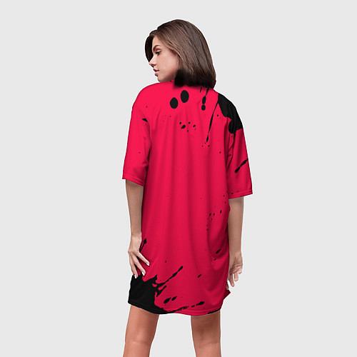 Женская длинная футболка AMONG US - ORANGE & GREEN / 3D-принт – фото 4