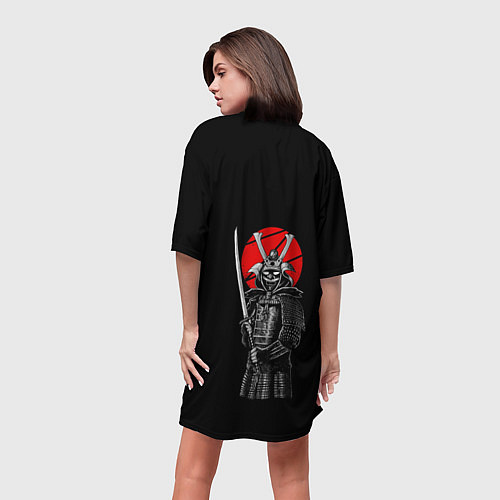 Женская длинная футболка СамураЙ на спине / 3D-принт – фото 4
