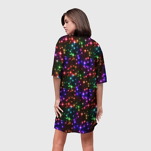 Женская длинная футболка Разноцветное Сияние / 3D-принт – фото 4