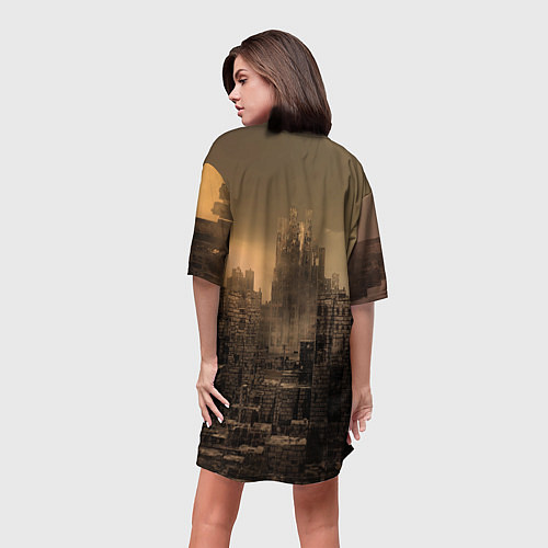 Женская длинная футболка Metro город-призрак / 3D-принт – фото 4
