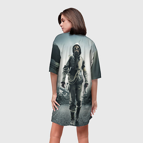 Женская длинная футболка Metro Сталкер / 3D-принт – фото 4