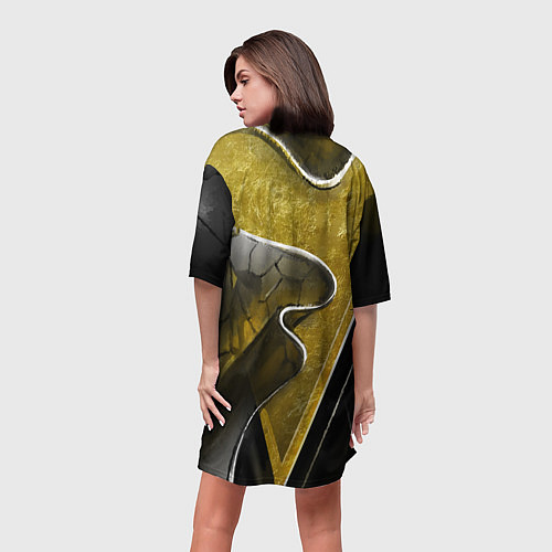 Женская длинная футболка Золотой треугольник / 3D-принт – фото 4