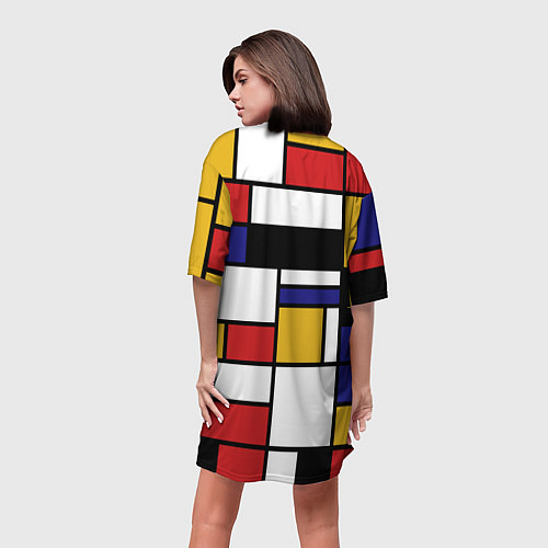 Женская длинная футболка Color blocking / 3D-принт – фото 4