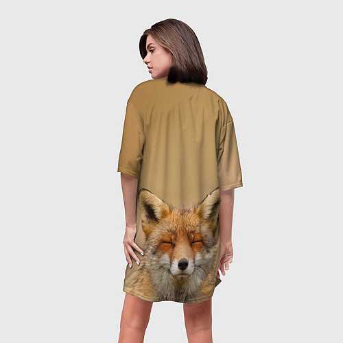 Женская длинная футболка Милая лисичка / 3D-принт – фото 4