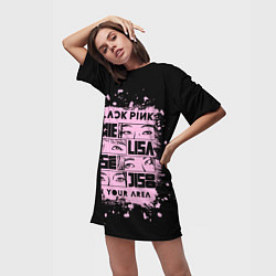 Футболка женская длинная BLACKPINK, цвет: 3D-принт — фото 2