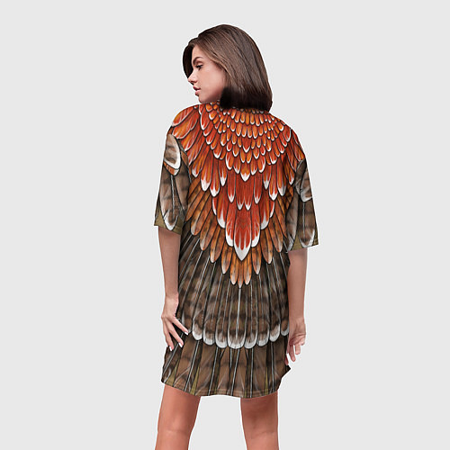 Женская длинная футболка Оперение: орел / 3D-принт – фото 4