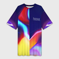 Футболка женская длинная Phonk Neon, цвет: 3D-принт