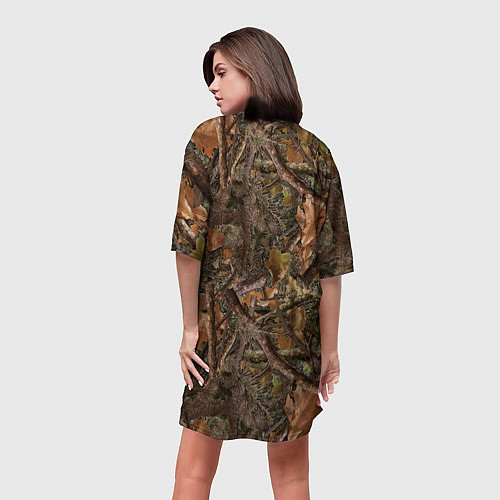 Женская длинная футболка Охотничий камуфляж / 3D-принт – фото 4