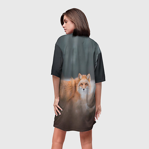 Женская длинная футболка Лиса / 3D-принт – фото 4