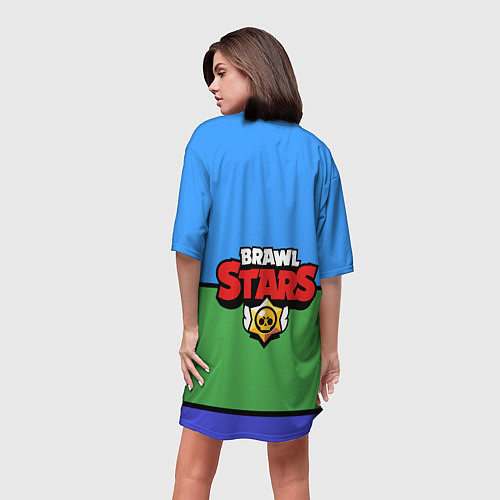 Женская длинная футболка Бравл старс Леон / 3D-принт – фото 4