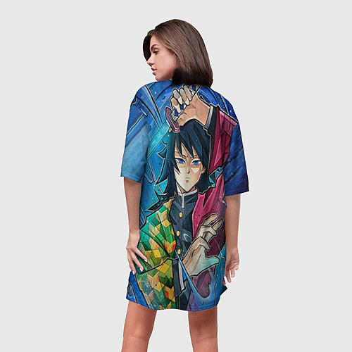Женская длинная футболка Гию Томиоко Клинок демонов / 3D-принт – фото 4