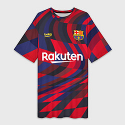 Футболка женская длинная FC Barcelona La Liga Pre-Match 202122, цвет: 3D-принт