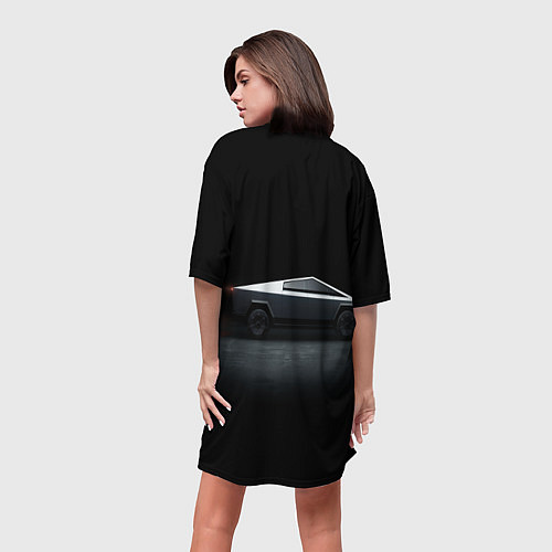 Женская длинная футболка TESLA kibertruck / 3D-принт – фото 4