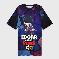 Футболка женская длинная BRAWL STARS EDGAR, цвет: 3D-принт