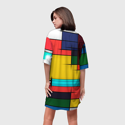 Женская длинная футболка Абстрактные фигуры цвета / 3D-принт – фото 4