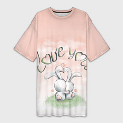 Женская длинная футболка Люблю тебя