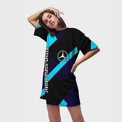 Футболка женская длинная Mercedes Benz, цвет: 3D-принт — фото 2