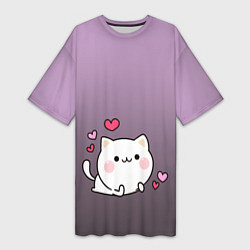 Женская длинная футболка Влюбленный котенок