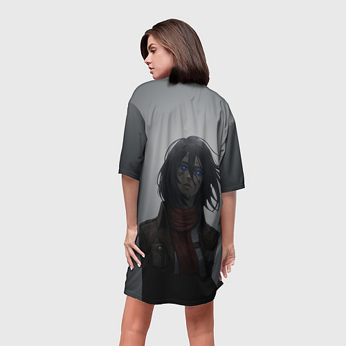 Женская длинная футболка Микаса Аккерман / 3D-принт – фото 4