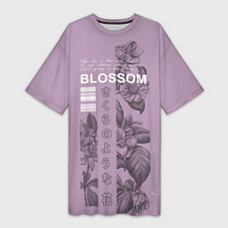 Футболка женская длинная Blossom, цвет: 3D-принт