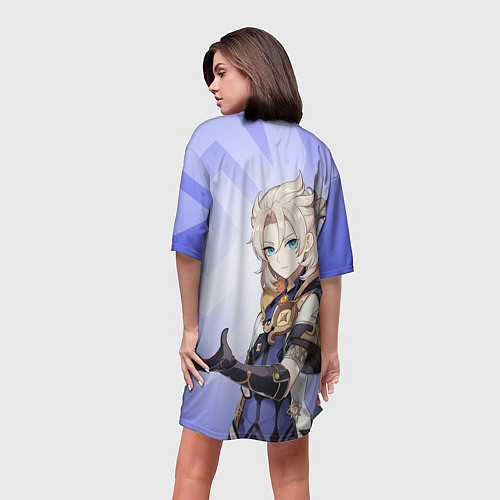 Женская длинная футболка GENSHIN IMPACT, АЛЬБЕДО / 3D-принт – фото 4