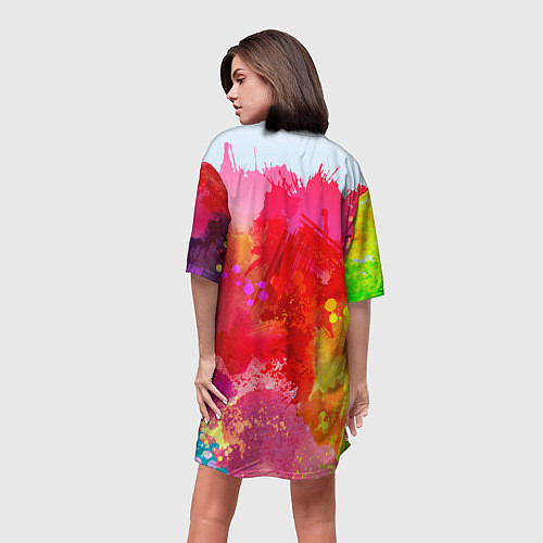 Женская длинная футболка Брызги краски / 3D-принт – фото 4